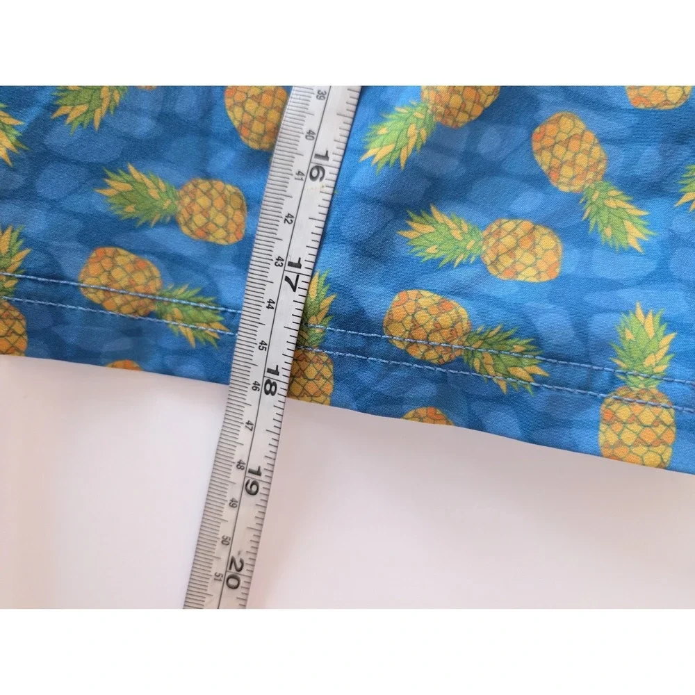 Johnston & Murphy Swim Trunks Mens Large Blue Pineapple Print Tropical Resort‎